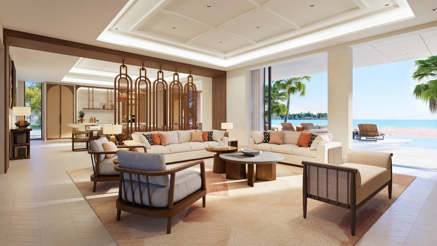 Rendering of living room with walk out to terrace