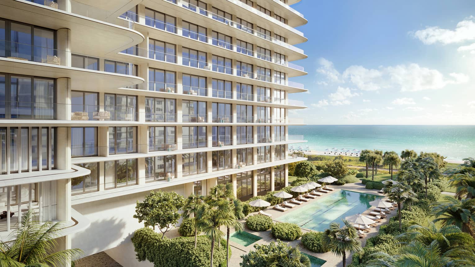 Rendering of residence building exterior and pool