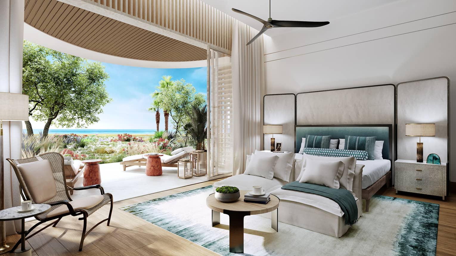 Master bedroom with walk-out to deck