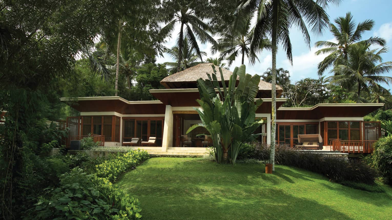 The exterior of a River-View Two-Bedroom Villa in Bali