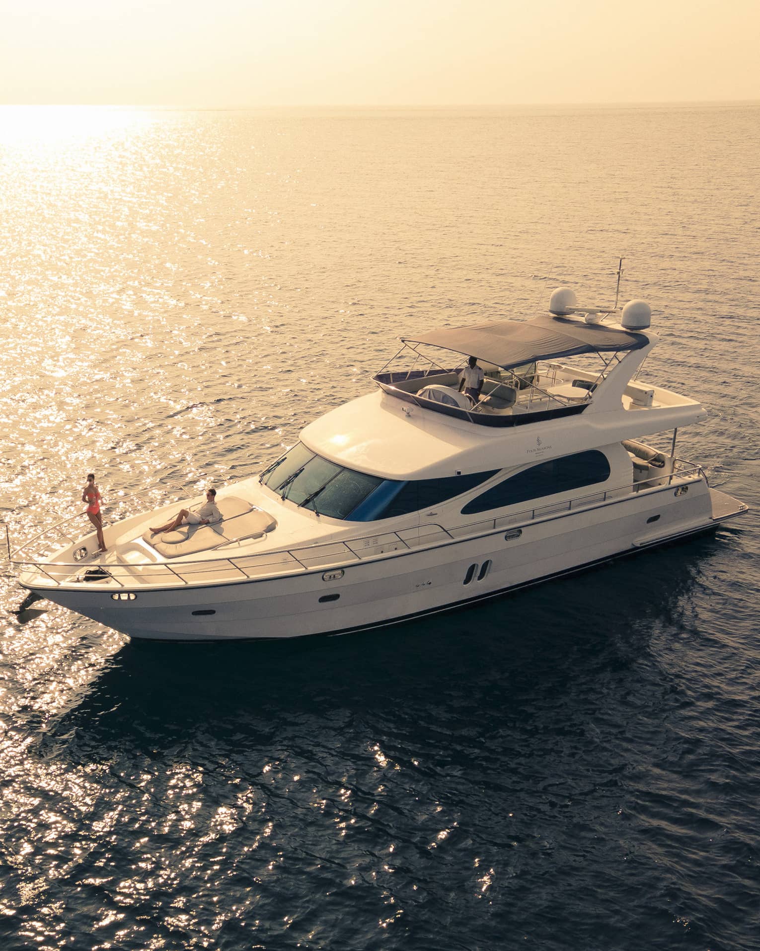 Yacht on the water at sunset