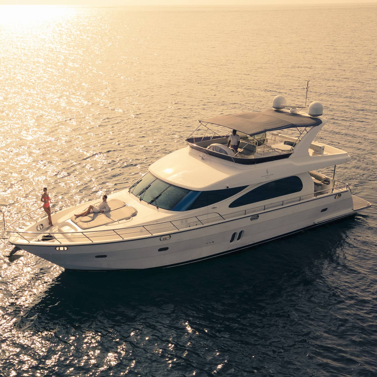 Yacht on the water at sunset