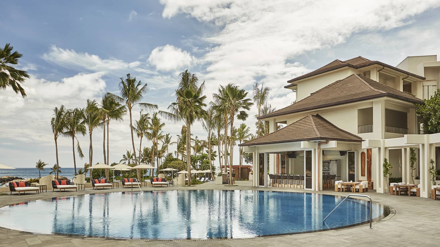 Circular pool at tropical resort
