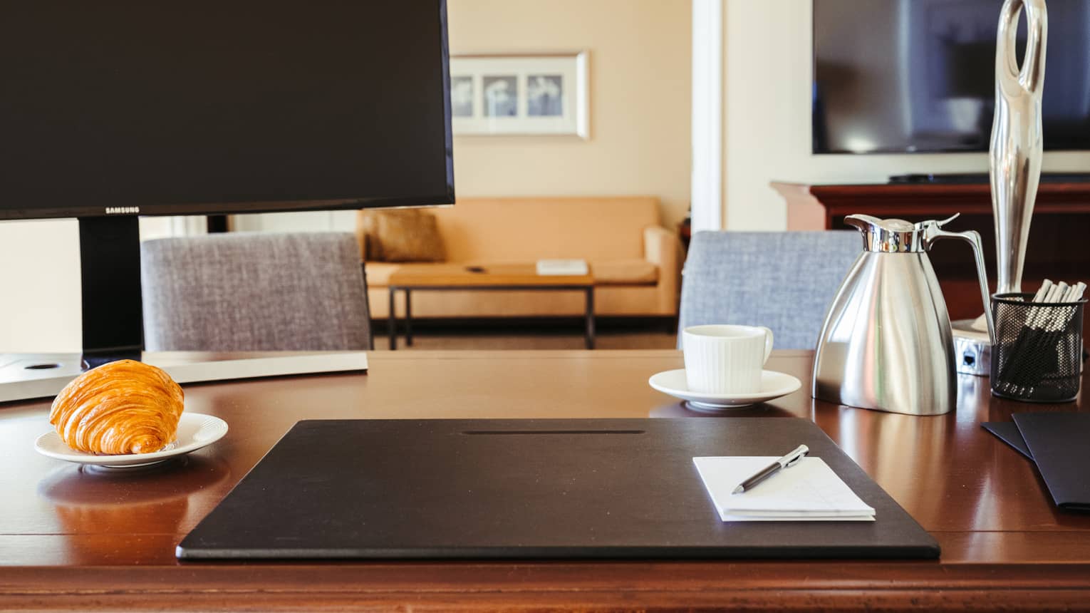 Work desk setup within a suite