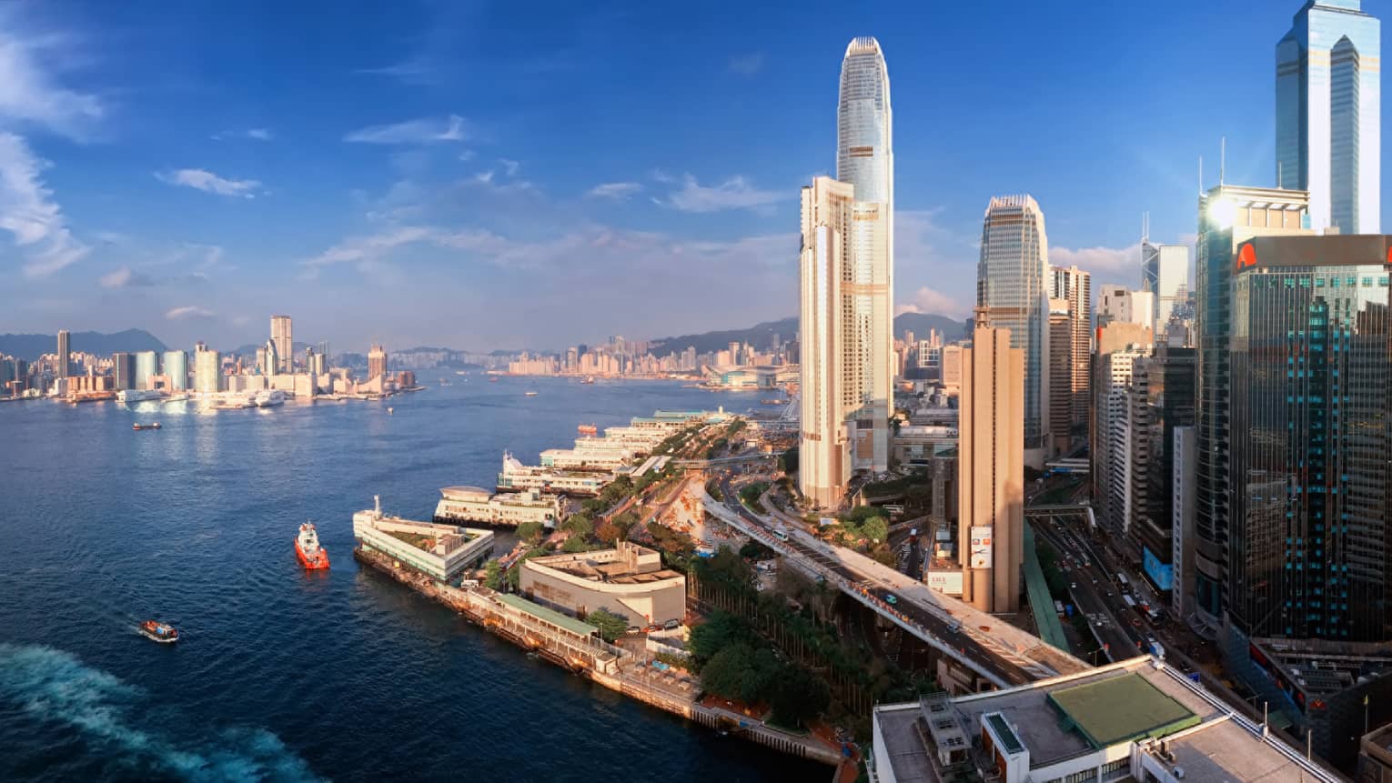 Hong Kong city buildings and harbour