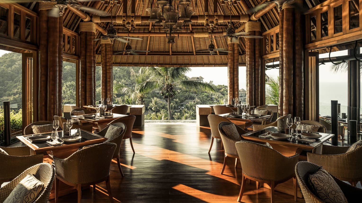 Koh Thai Kitchen and Bar covered dining room with view of the island