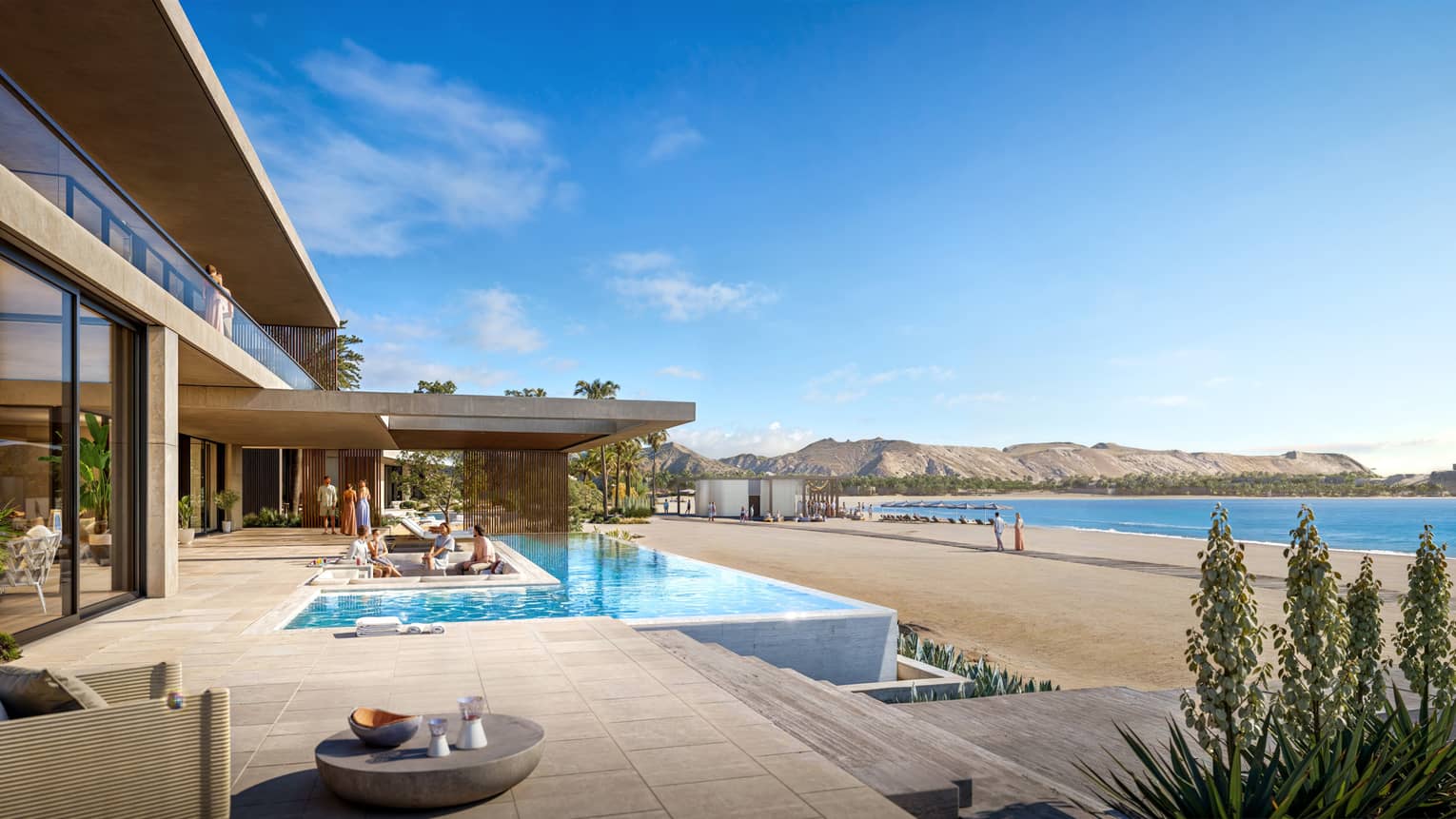 Rendering of villa pool and beach
