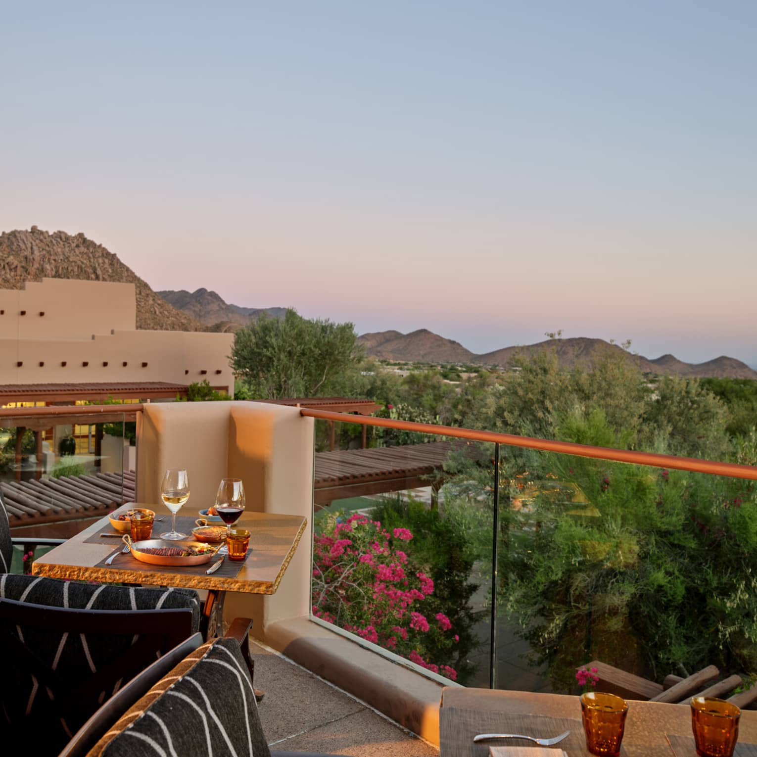 Outdoor terrace and lounge with scenic view at Four Seasons Resort Scottsdale