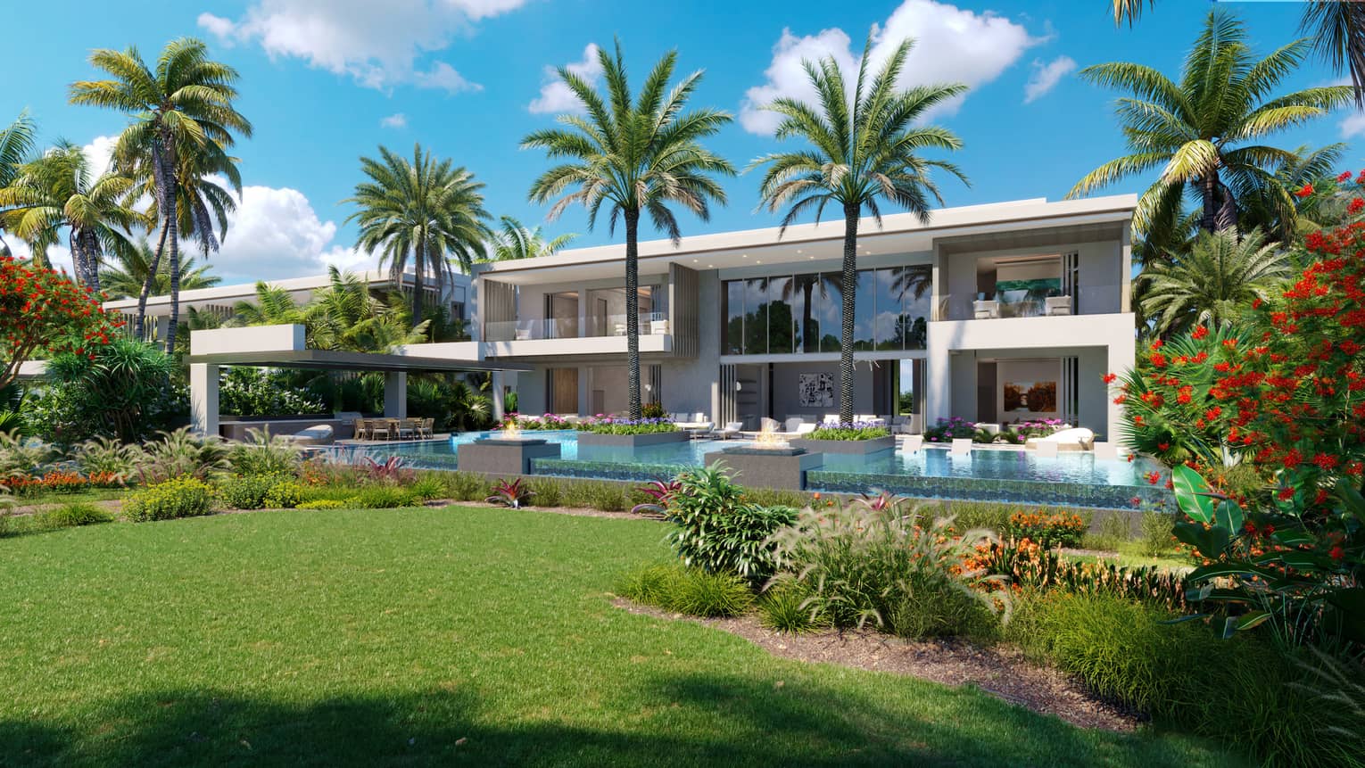 Residence exterior and lawn