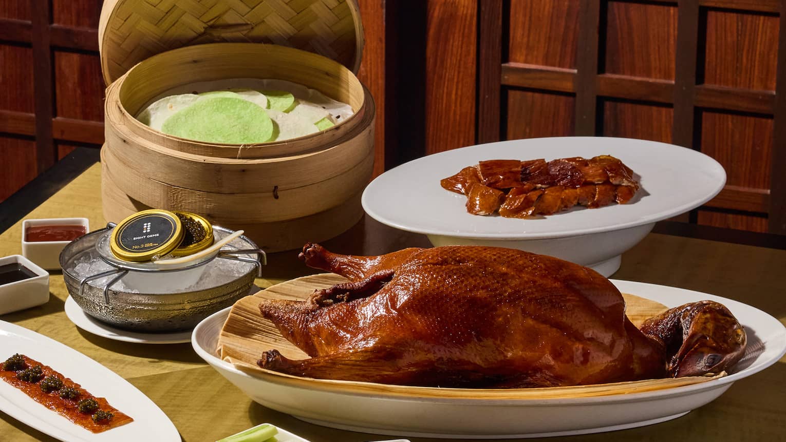 Peking Duck meal on a table