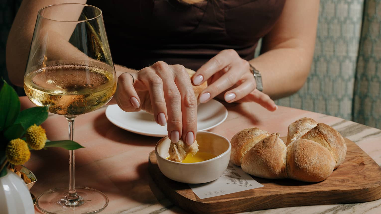 Freshly baked bread served warm