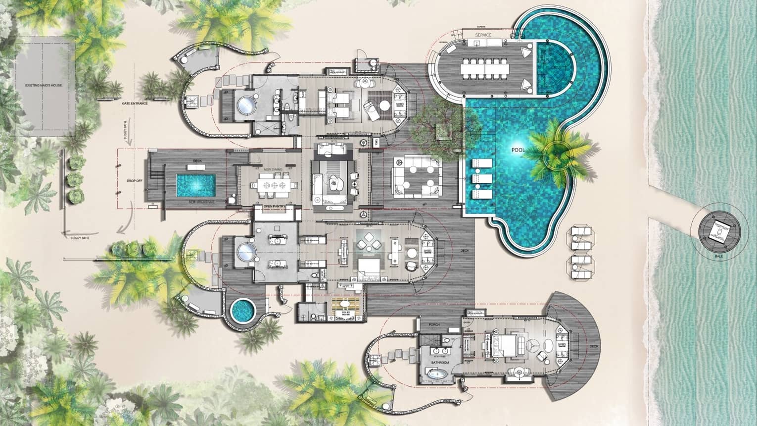 Floorplan of Three-Bedroom Kuda Estate at Four Seasons Maldives at Kuda Huraa