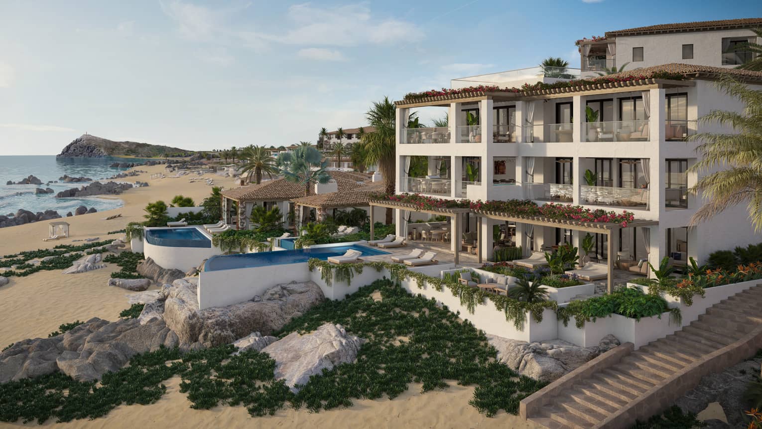 Multi-level, beachfront Private Residence with attached outdoor pools