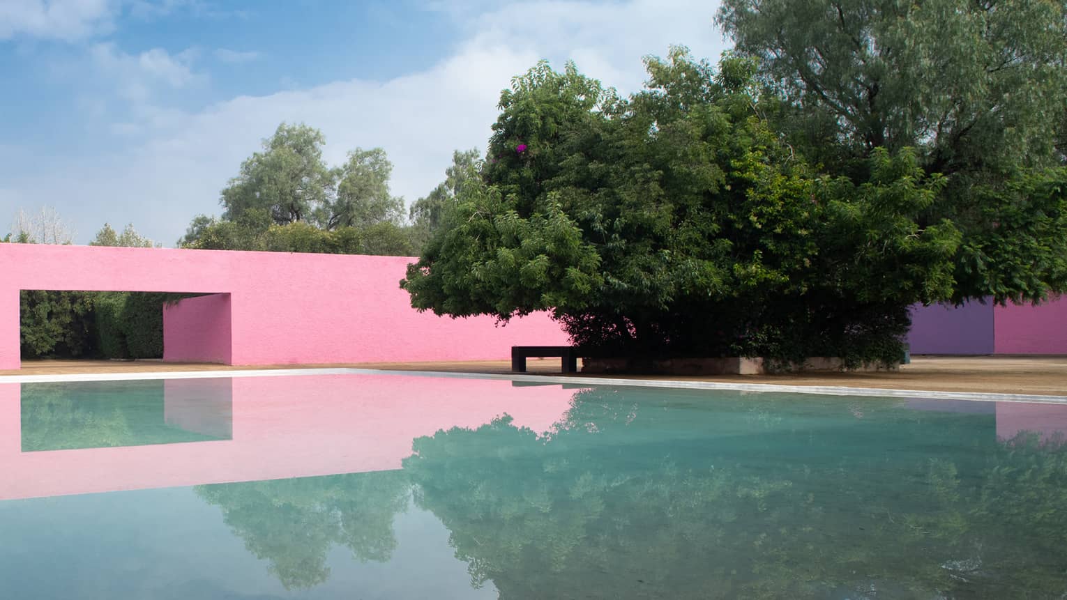 Modern pink building and pool