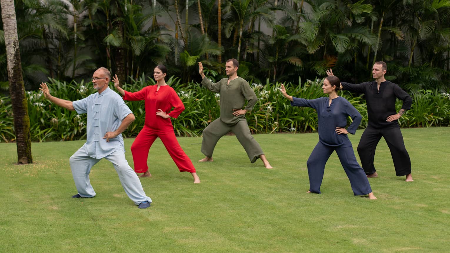 A group outdoor tai chi class