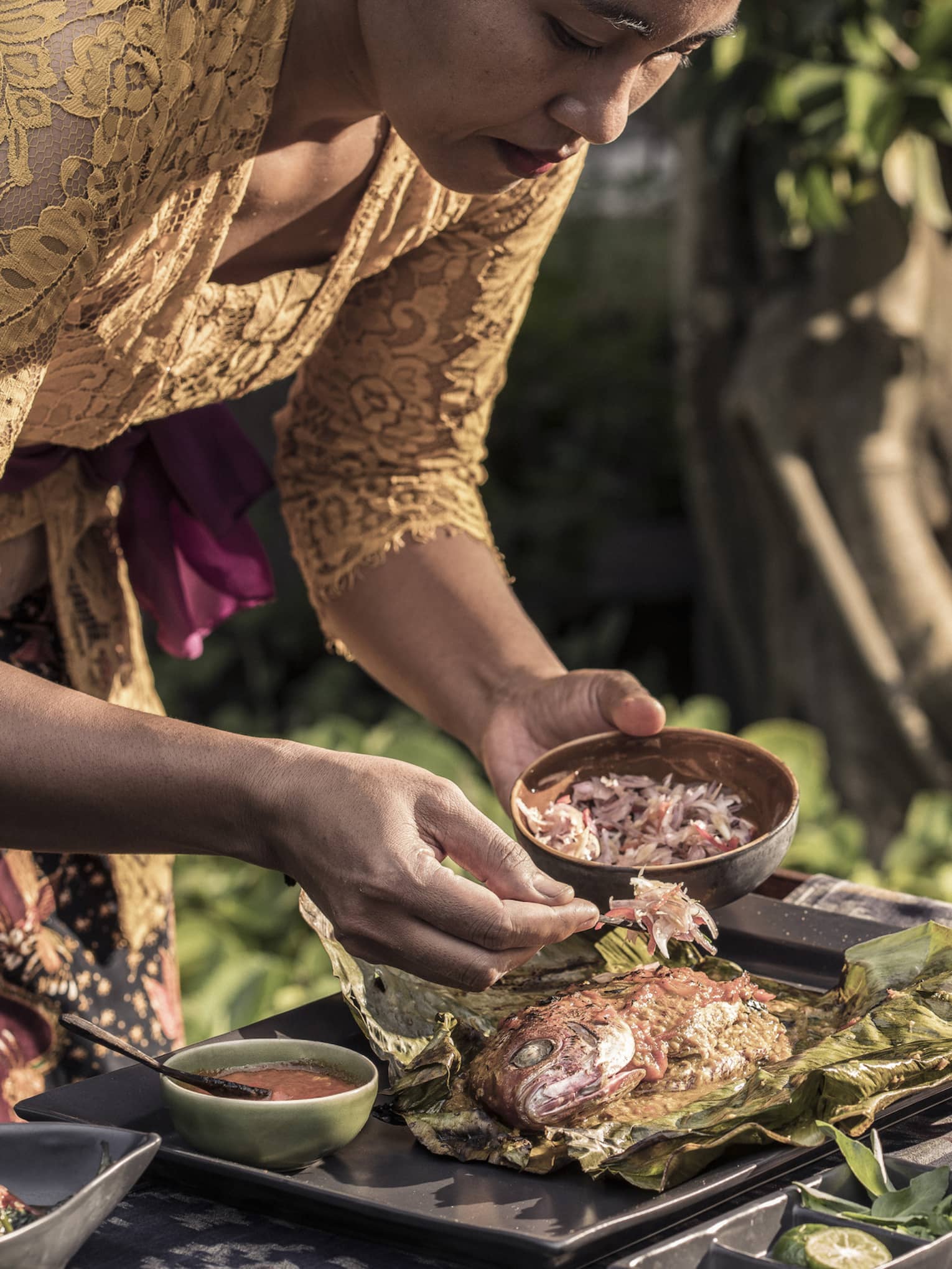 Pepes Ikan is delicately prepared at the Jala restaurant in Bali