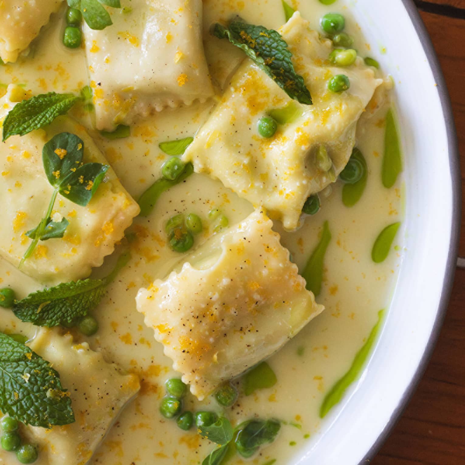 Ravioli in a dish