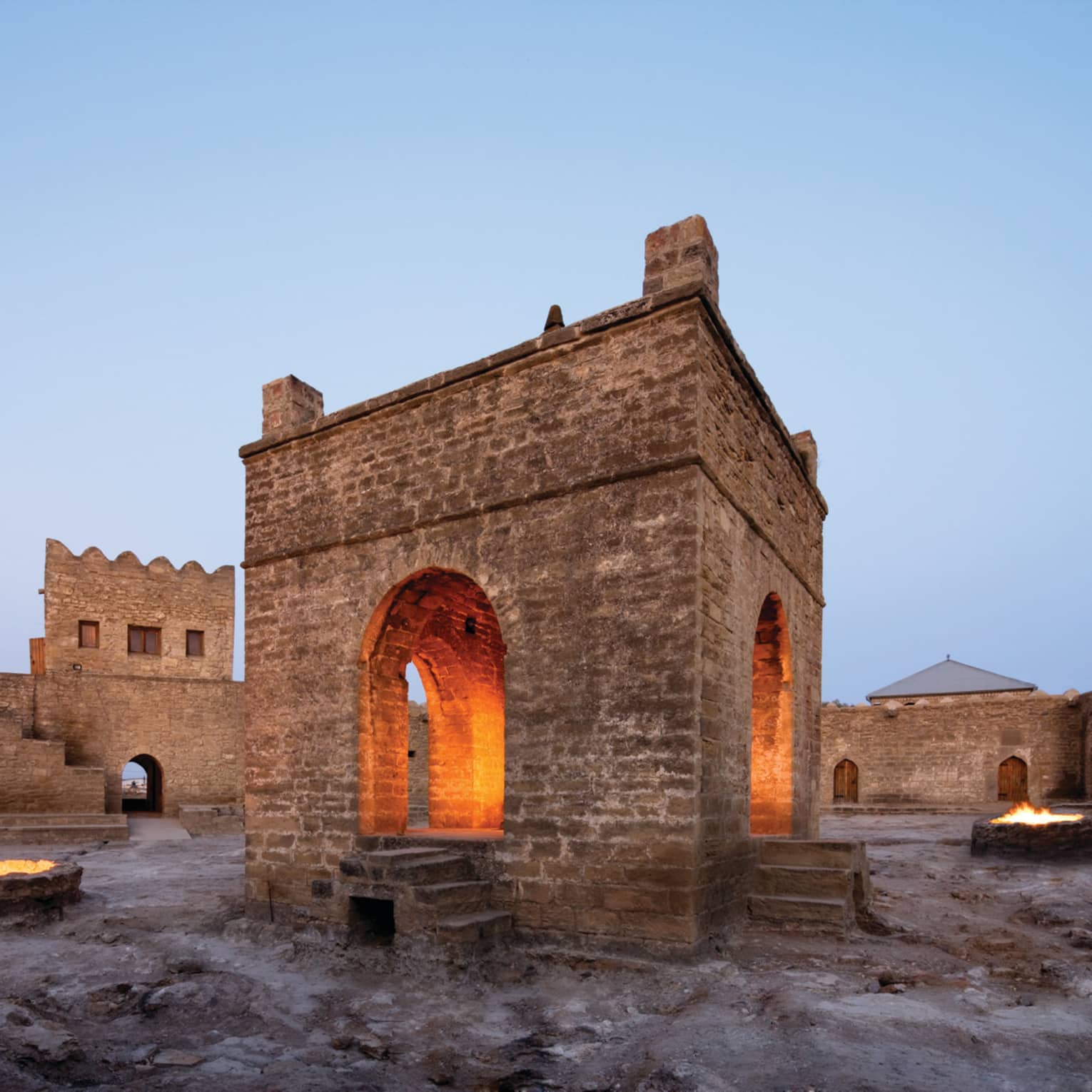 Fire Temple of Baku at dusk