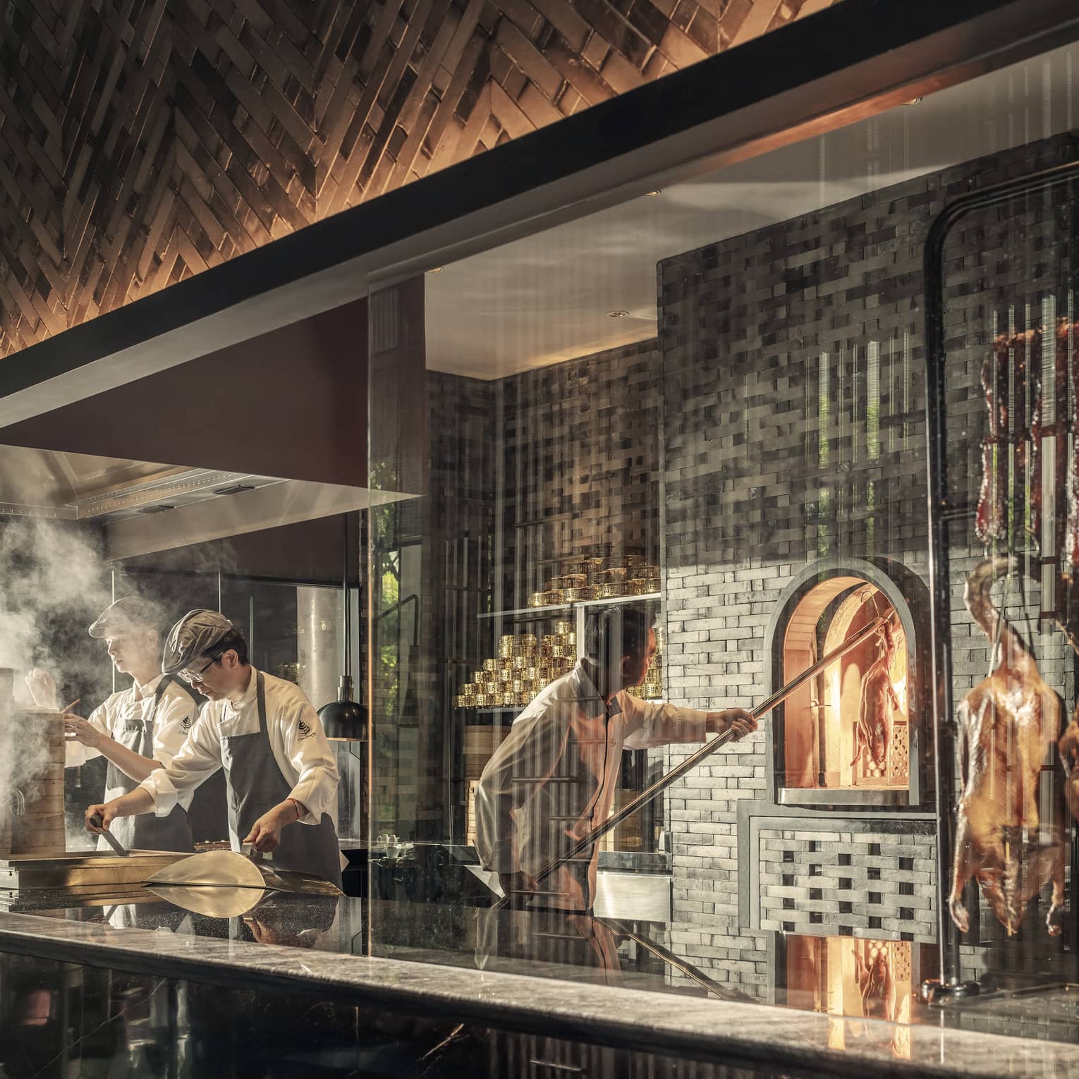 Chefs in Yu Ting Yuan's open kitchen