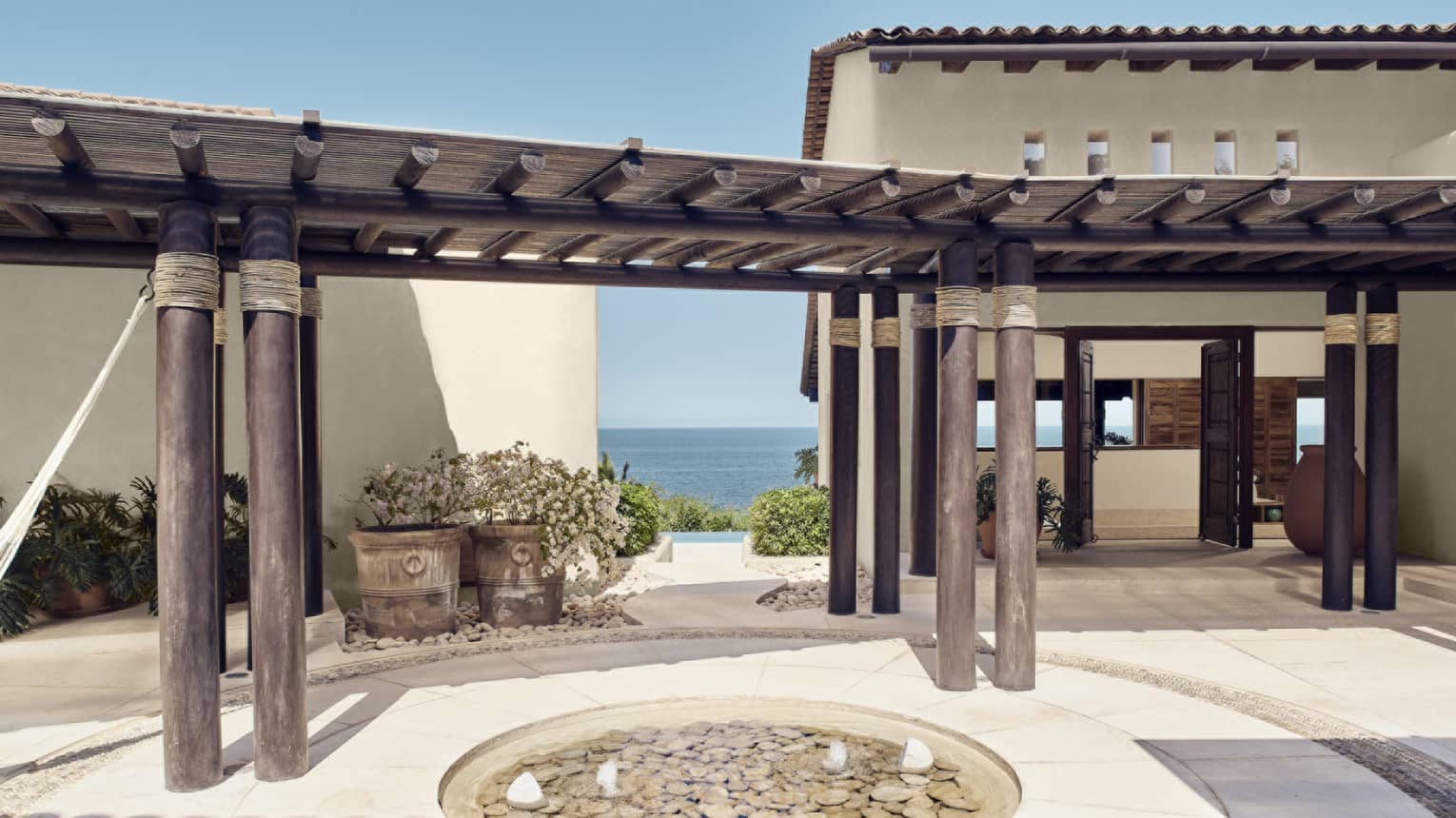 Entrance into villa with ocean view