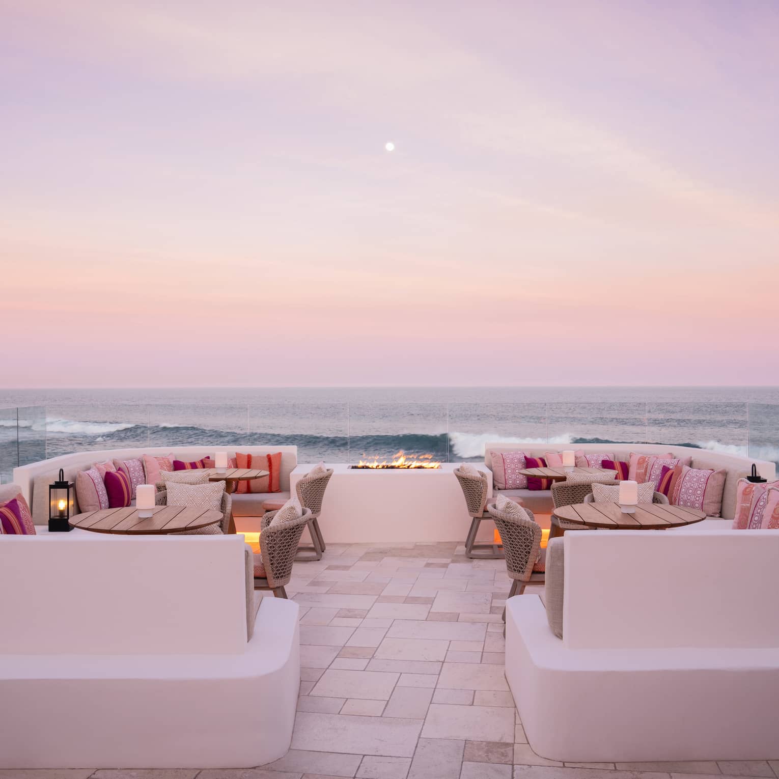 Chic rooftop bar with ocean view at Cabo San Lucas