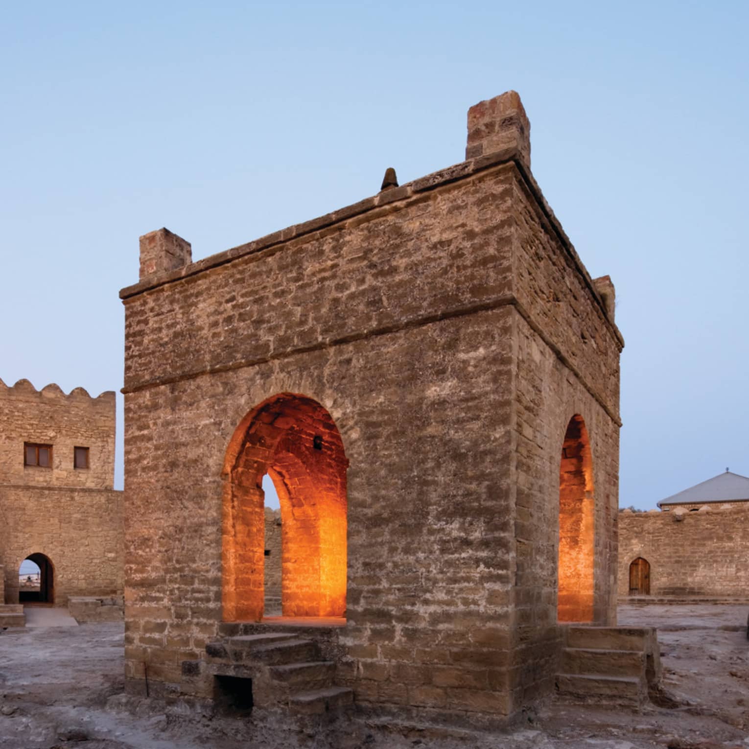 Fire Temple of Baku at dusk