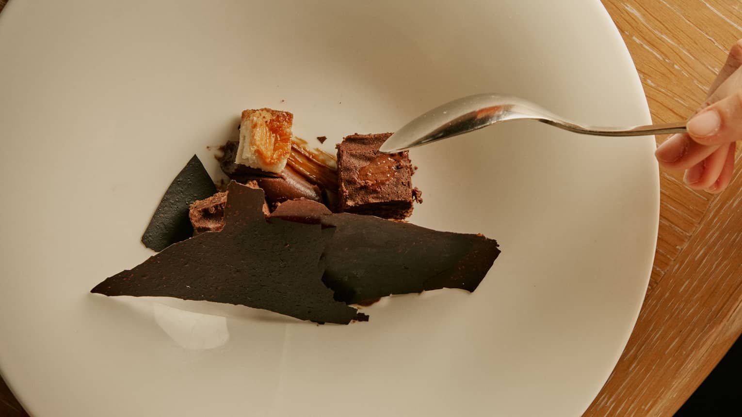 Smoked Chocolate dessert at Dani Brasserie at Four Seasons Hotel Madrid