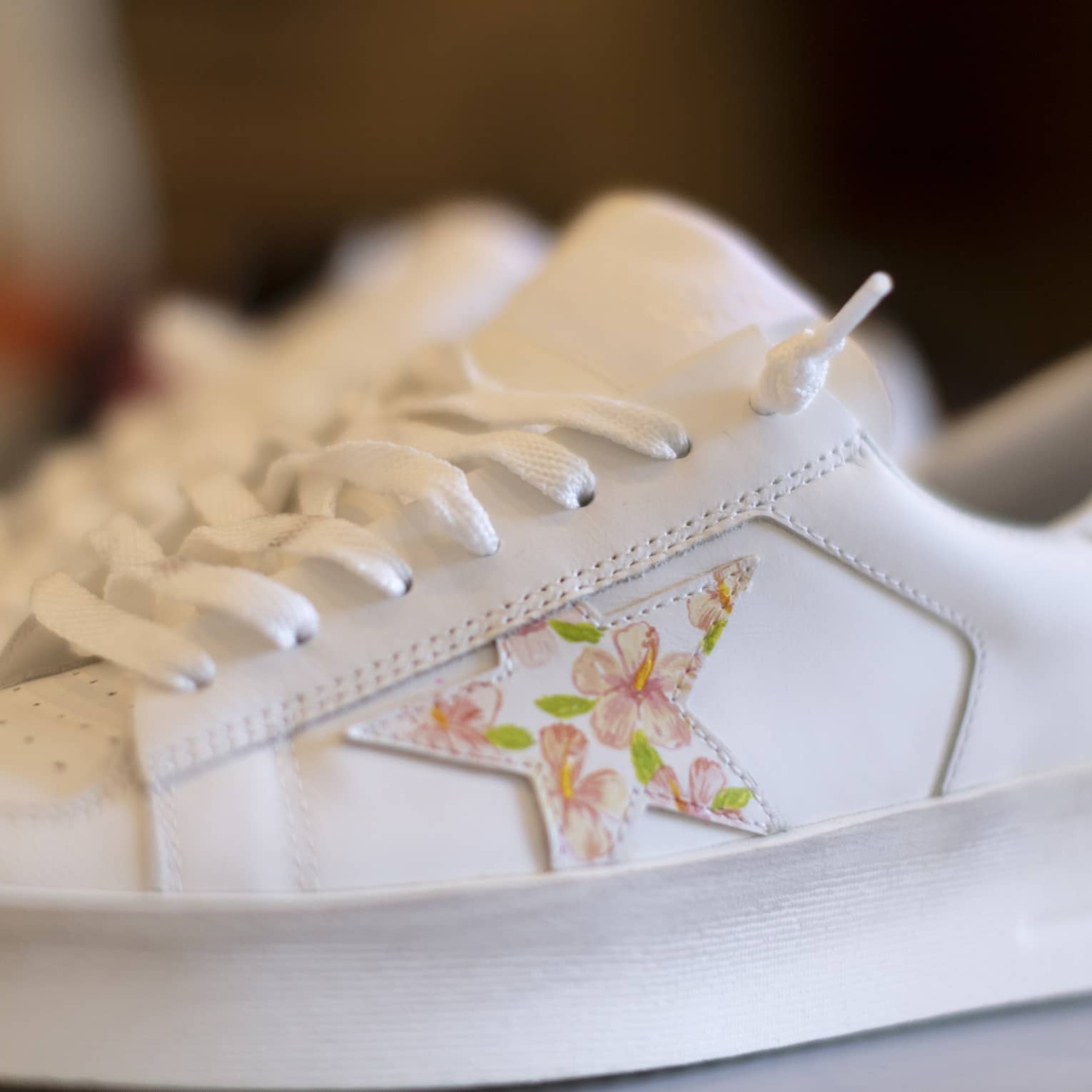 Golden Goose sneakers with floral star design