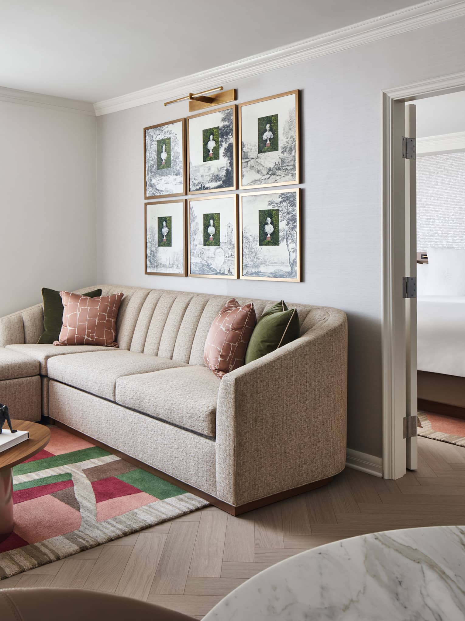 Living room and separate bedroom of Georgetown Suite at Four Seasons Hotel Washington, DC