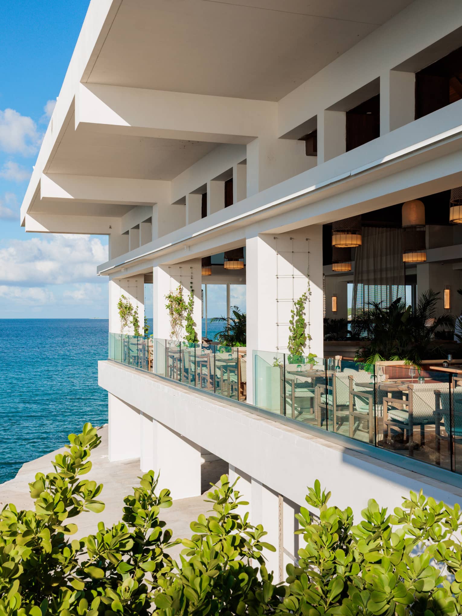 Outdoor restaurant at luxury tropical resort