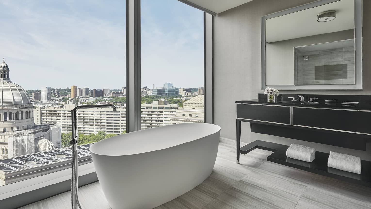 corner suite bathroom at four seasons hotel boston one dalton