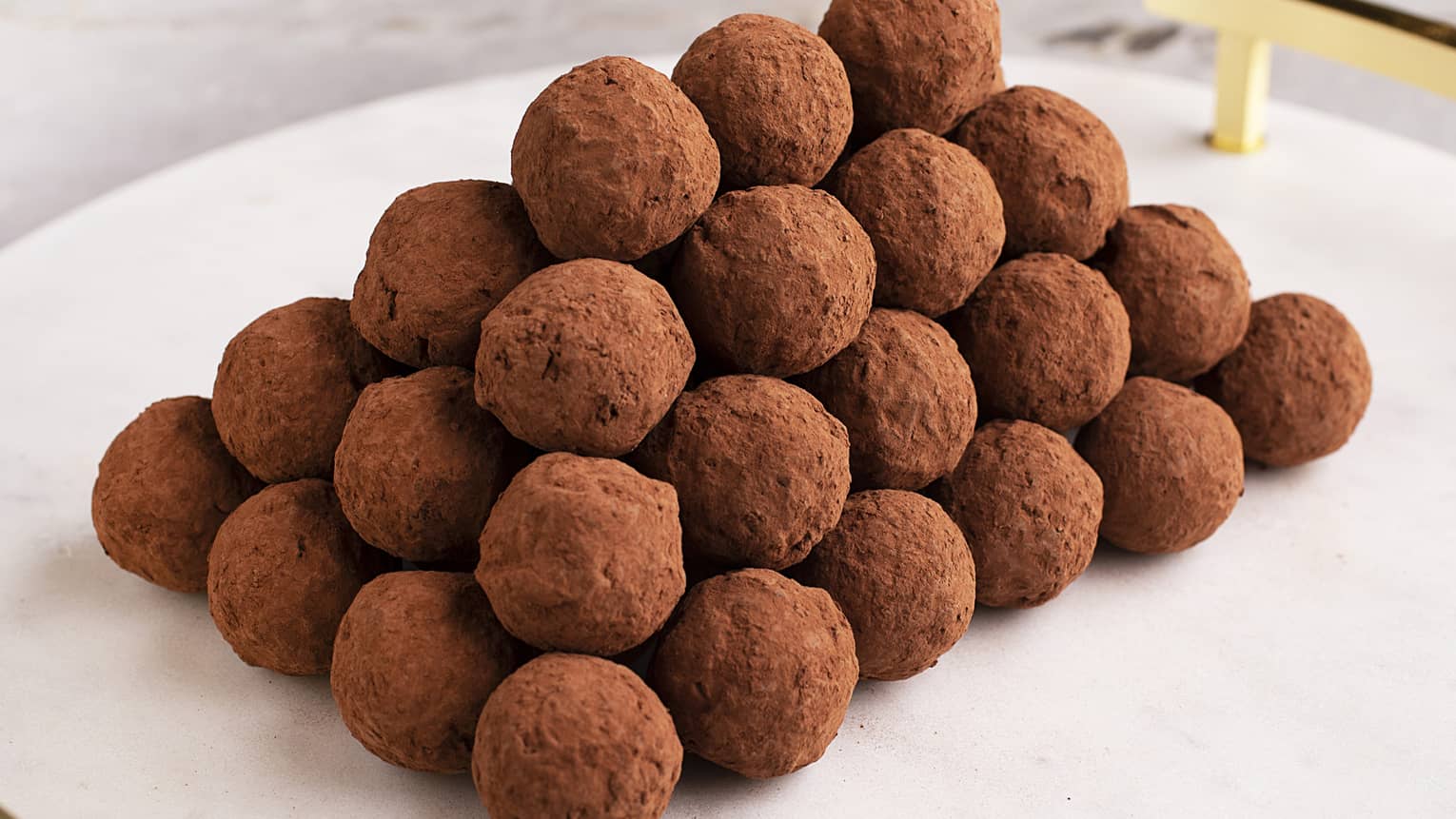 Dark chocolate truffles with a dark chocolate shell and manjari dark chocolate ganache