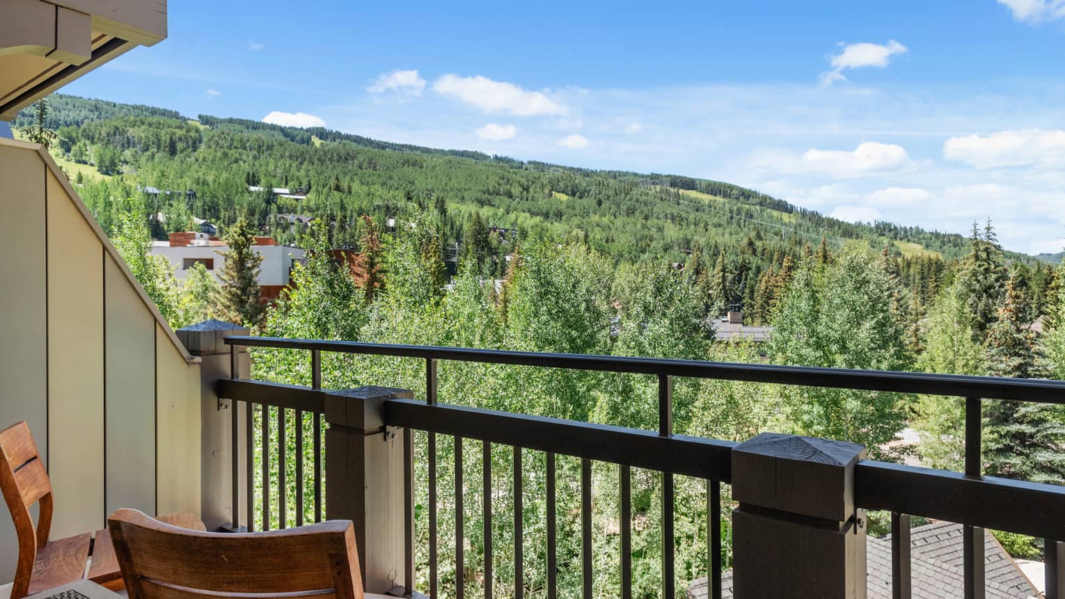 Mountain view balcony of a luxury suite at Four Seasons Vail
