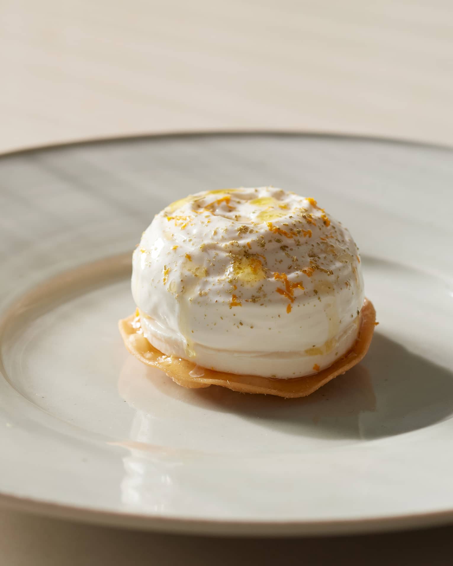 Gourmet dessert on white plate