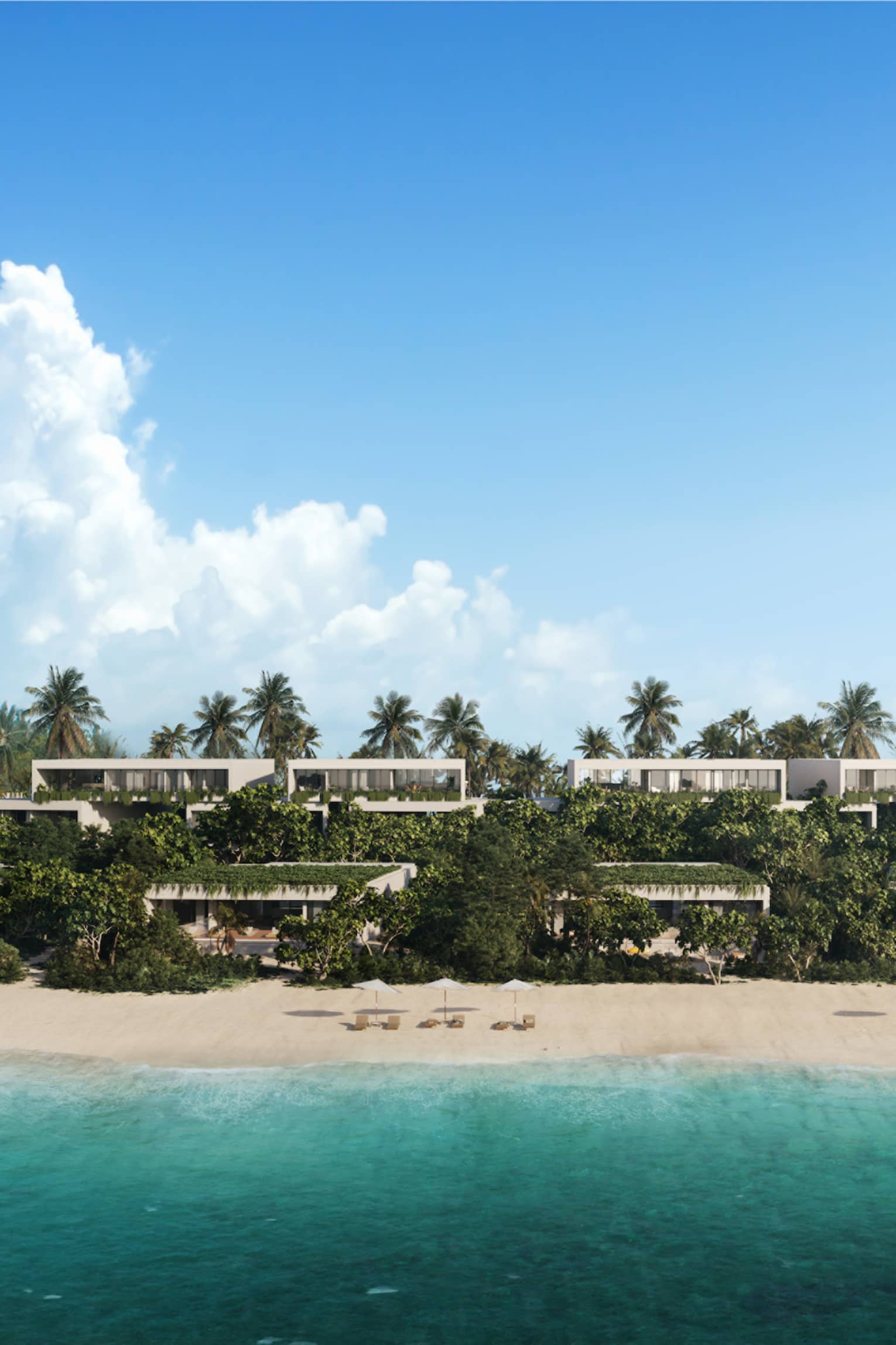Rendering of exterior shot of flats and villas