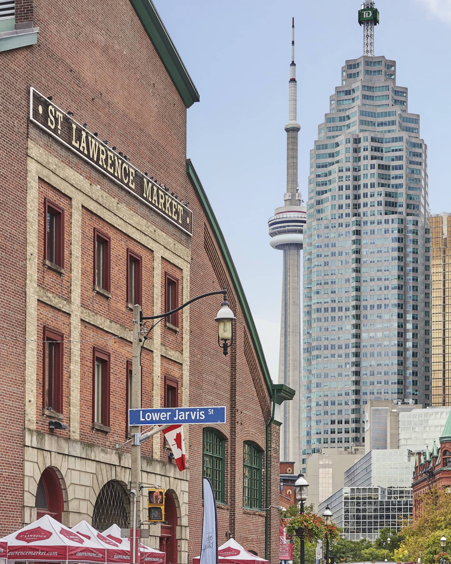 St. Lawrence Market exterior and city buildings in Toronto