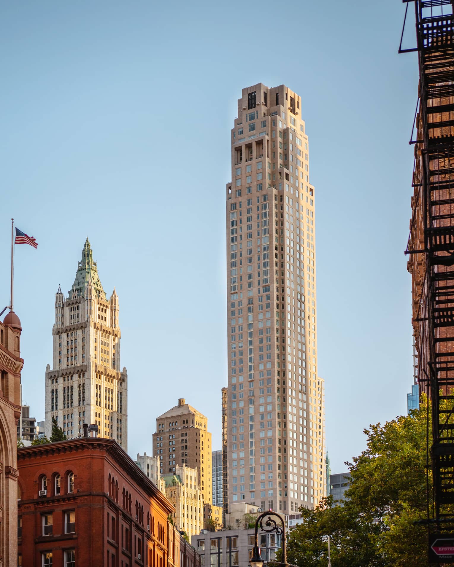 A city with old and tall buildings.