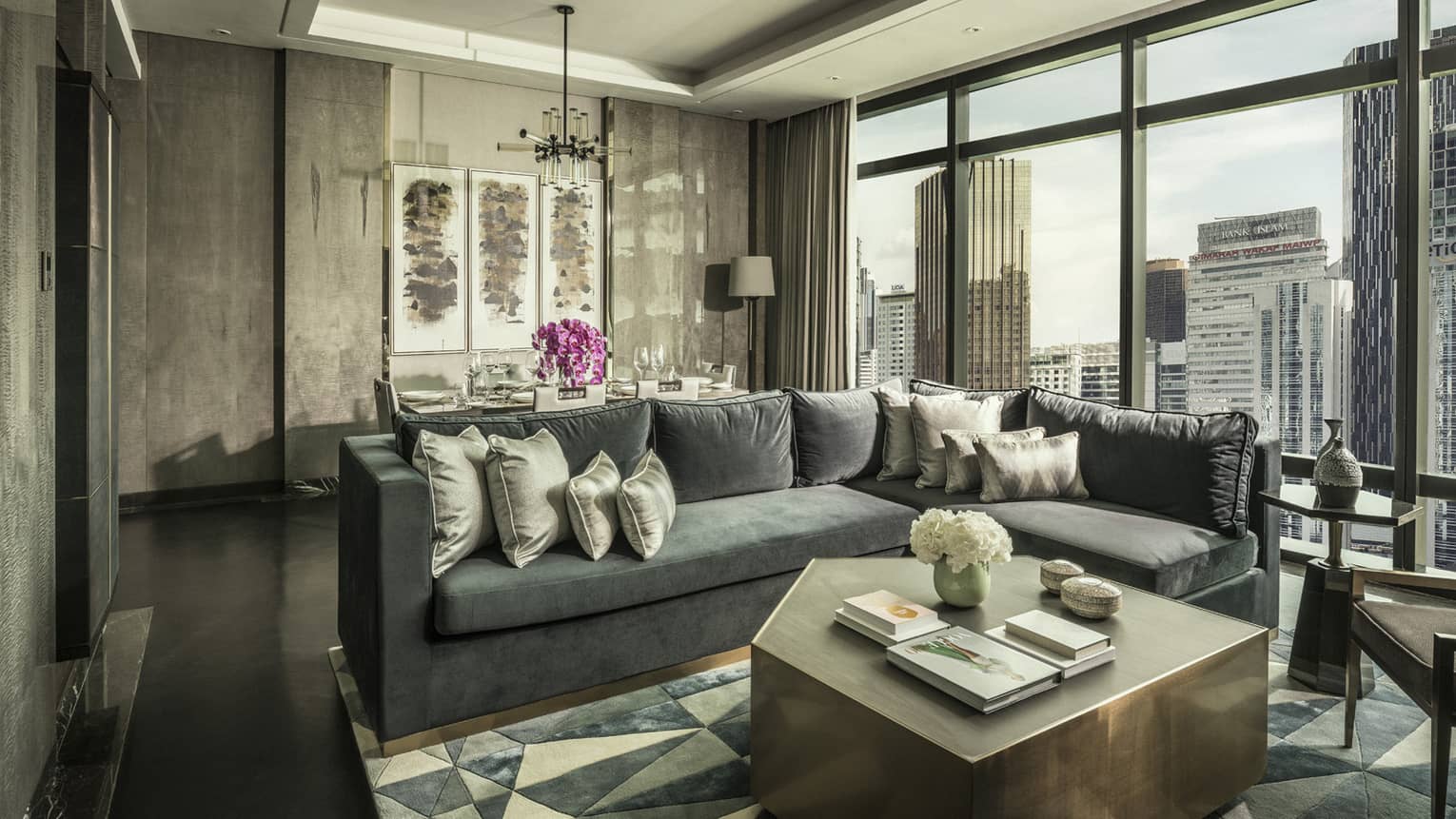 Ambassador Suite seating area with skyline views
