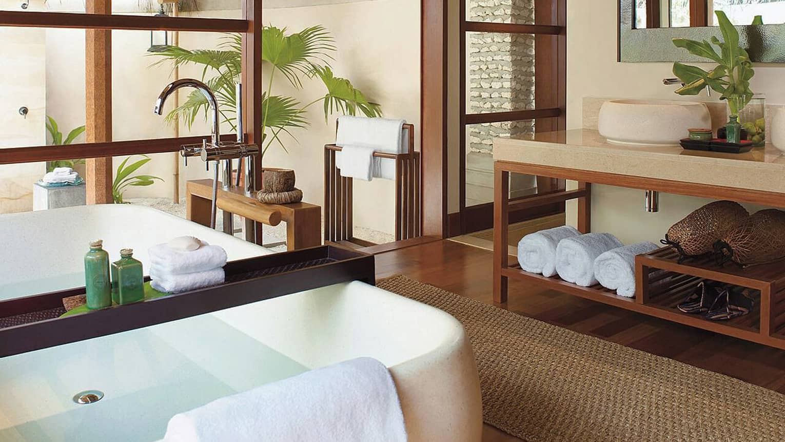 The bathroom of a family beach bungalow