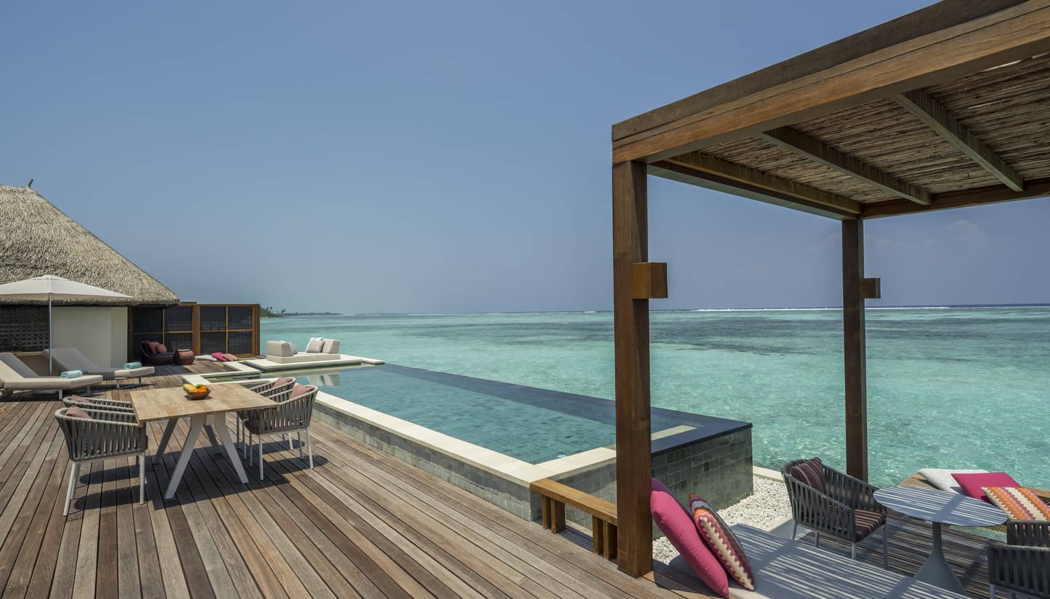 Dining pavilion at sunrise water suite