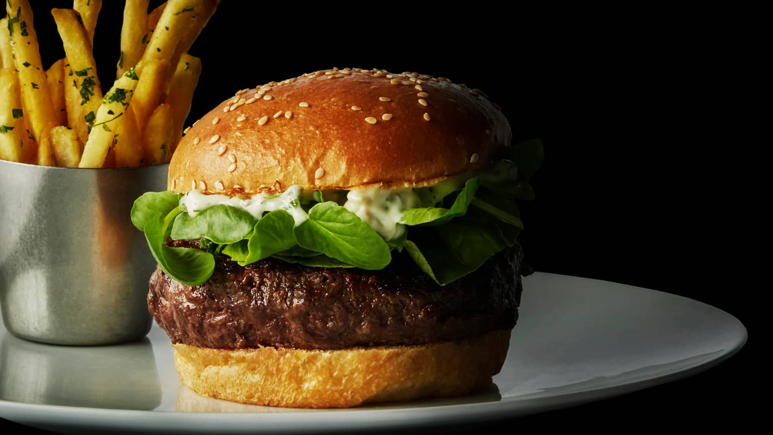 Bourbon Restaurant Berbere-Spiced Lamb Burger on thick egg bun