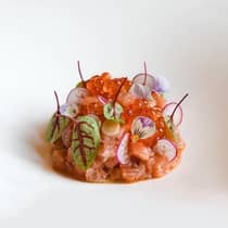 Scottish salmon tartare with avocado, caviar and radish