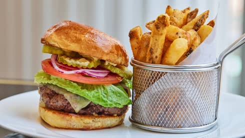  A burger and fries.