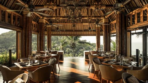 Koh Thai Kitchen and Bar covered dining room with view of the island