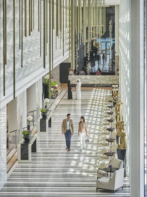 A well-lit shopping mall in Abu Dhabi