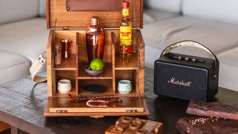 A box with ingredients to make an alcoholic beverage.
