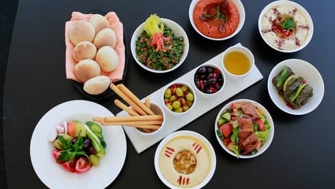 Assortment of Lebanese foods