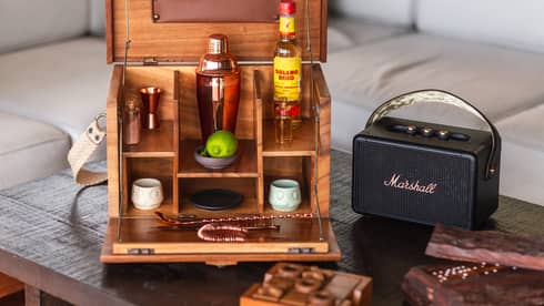 A box with ingredients to make an alcoholic beverage.