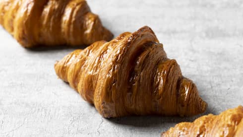 A row of croissants