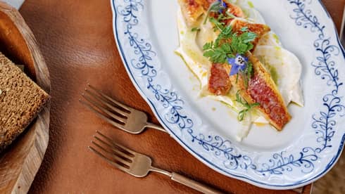 Red Mullet Taramas Cream, Bottarga Powder, Lemon